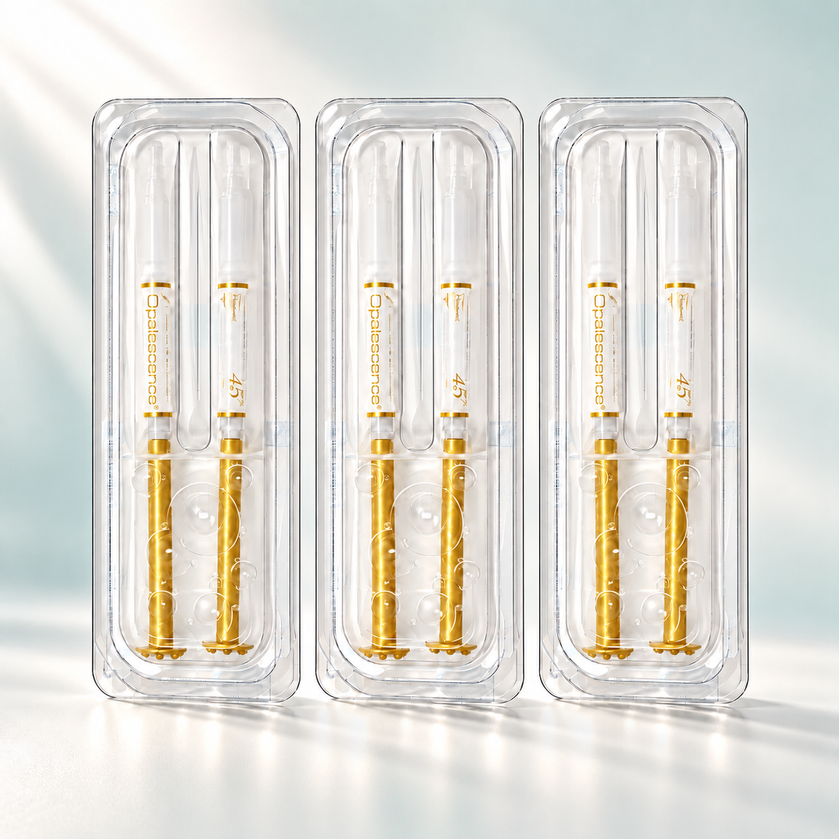 Opalescence PF Mint 45% teeth whitening gel, 6 syringes in 3 clear packs