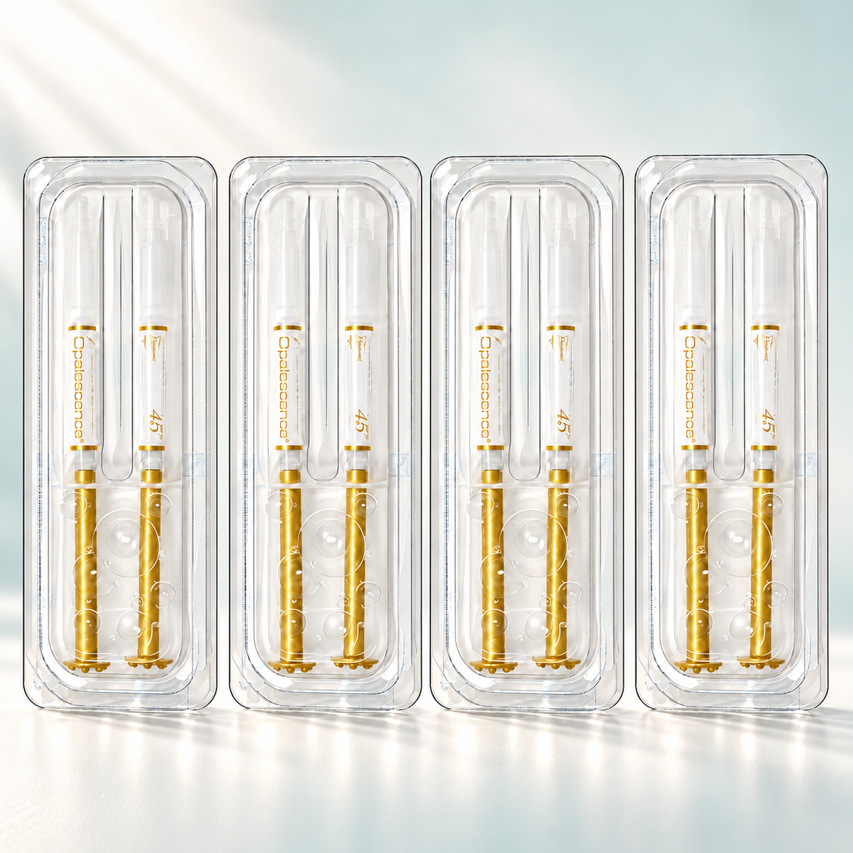 Opalescence PF Mint 45% teeth whitening gel, 8 syringes in 4 clear packs
